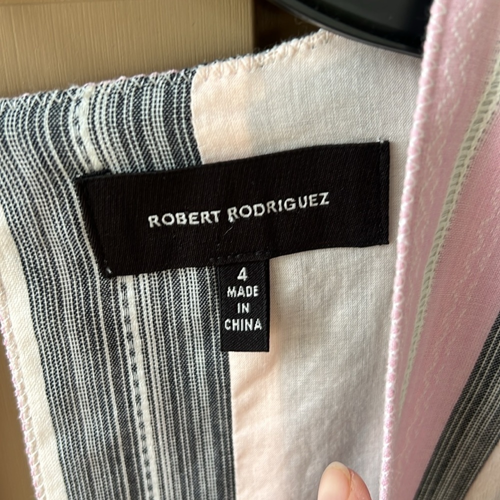 Robert Rodriguez Organic Cotton Nova Stripe Long Sleeve Fit & Flare Mini Dress 4 - Picture 4 of 12